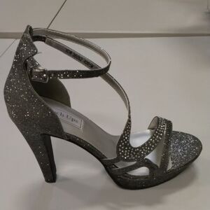 Touch Ups BREEZE Shimmering Silver Strappy Heels